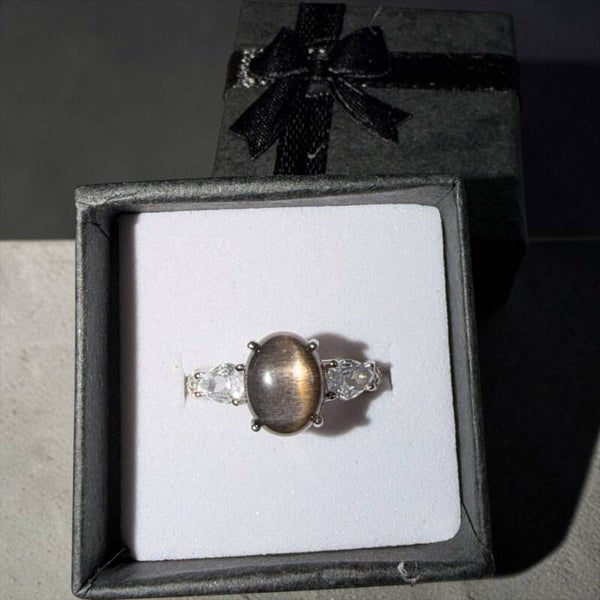 Sølv ring med svart Solstein ✨