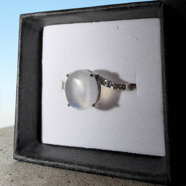 Sølv ring meg månestein ✨