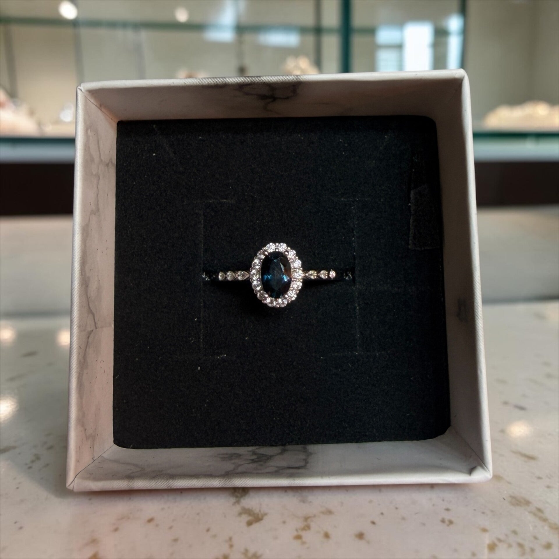London blå Topaz sølv ring