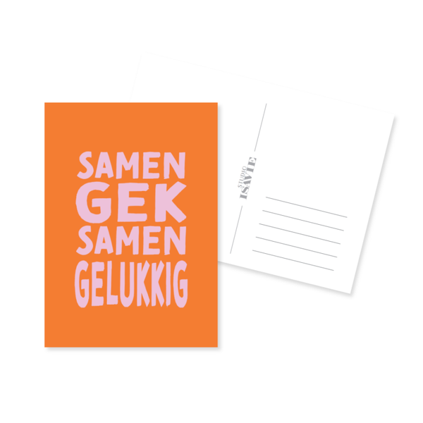 Samen gek, samen gelukkig | postkaart