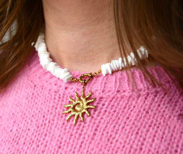 Ketting wit met bedel | zon