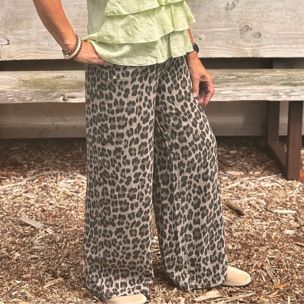 Luchtige panter broek grijs