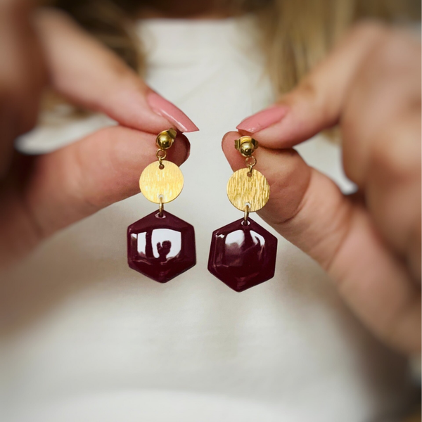 Burgundy Gold | Oorbellen