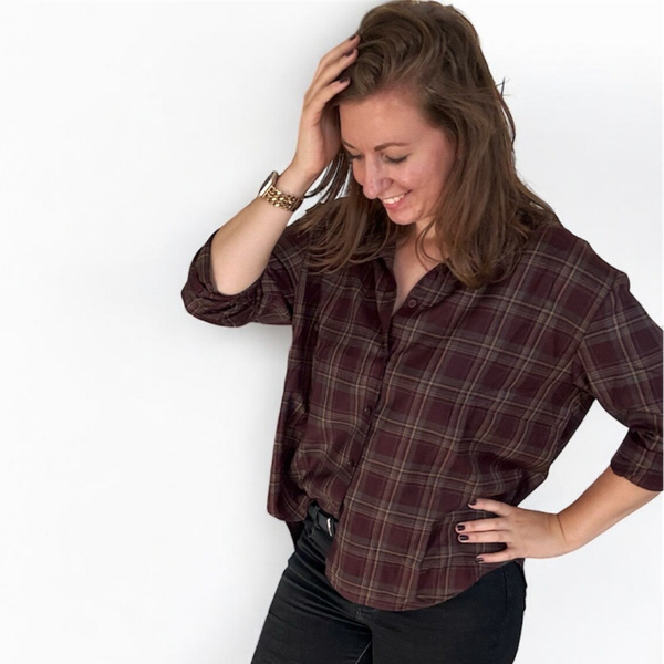 Geruite blouse | Bordeaux