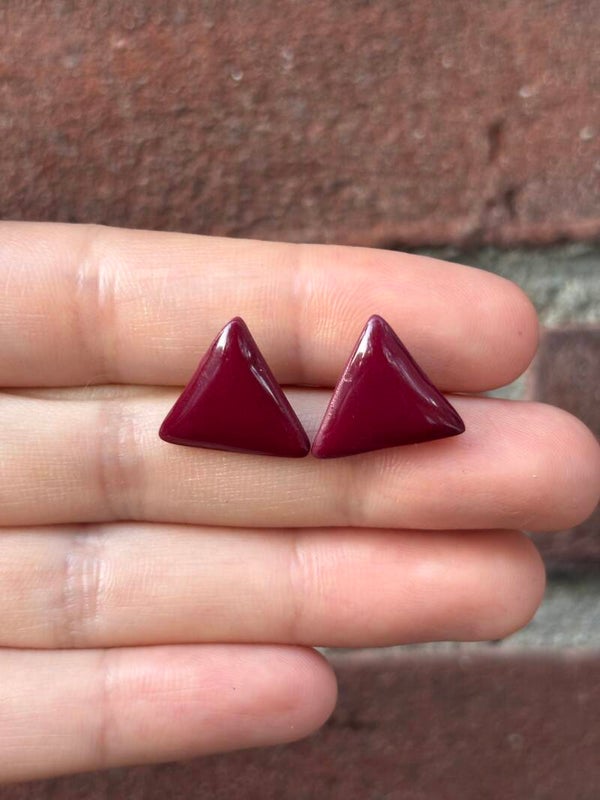 Triangel Burgundy | Oorbellen