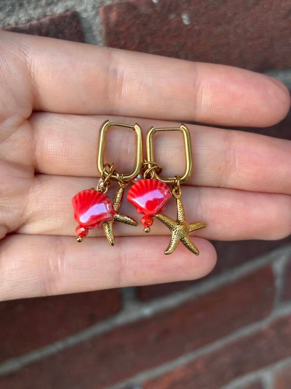 Beachy pink | Oorbellen