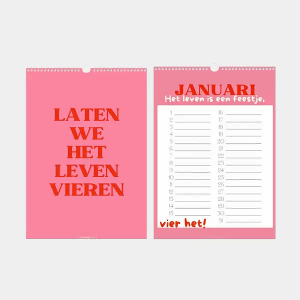 Verjaardagskalender  | Laten we het leven vieren Pink