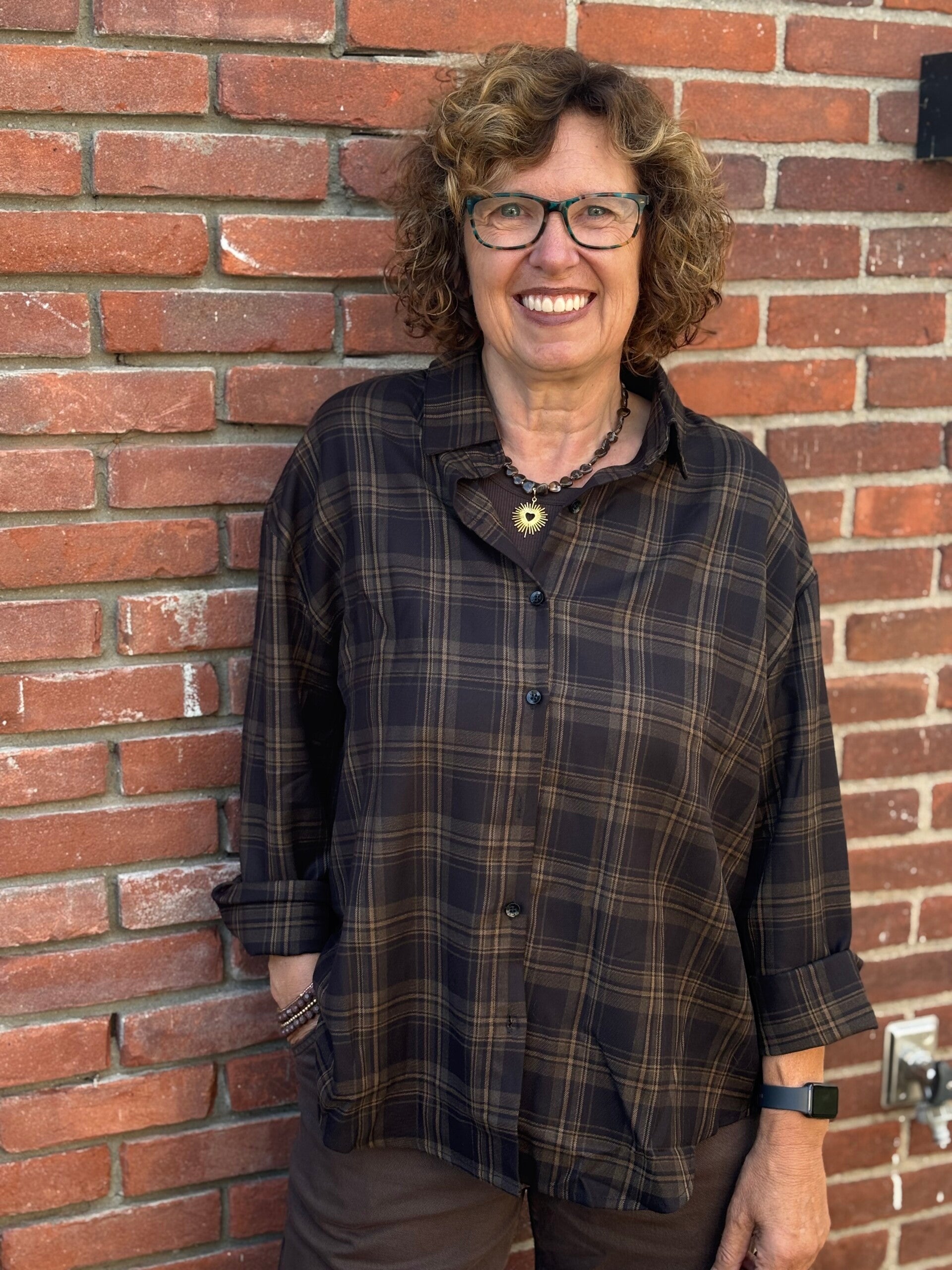 Geruite blouse | Zwart