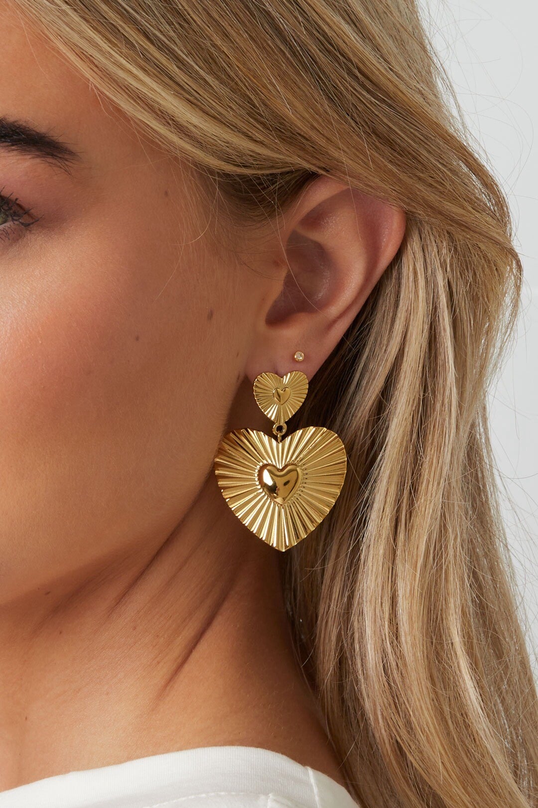 Statement oorbellen hart | Goudkleur