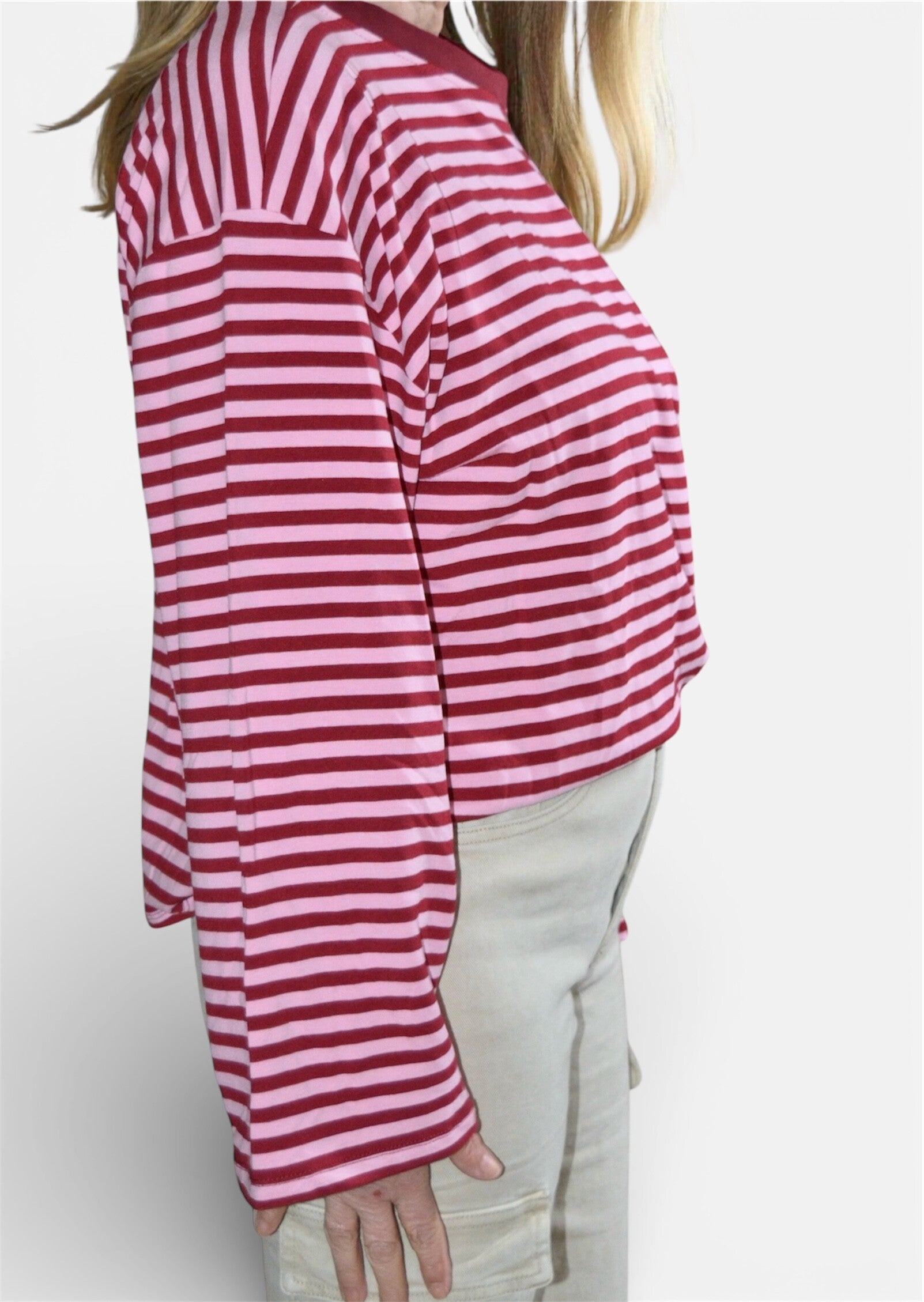 Shirt streep roze/rood