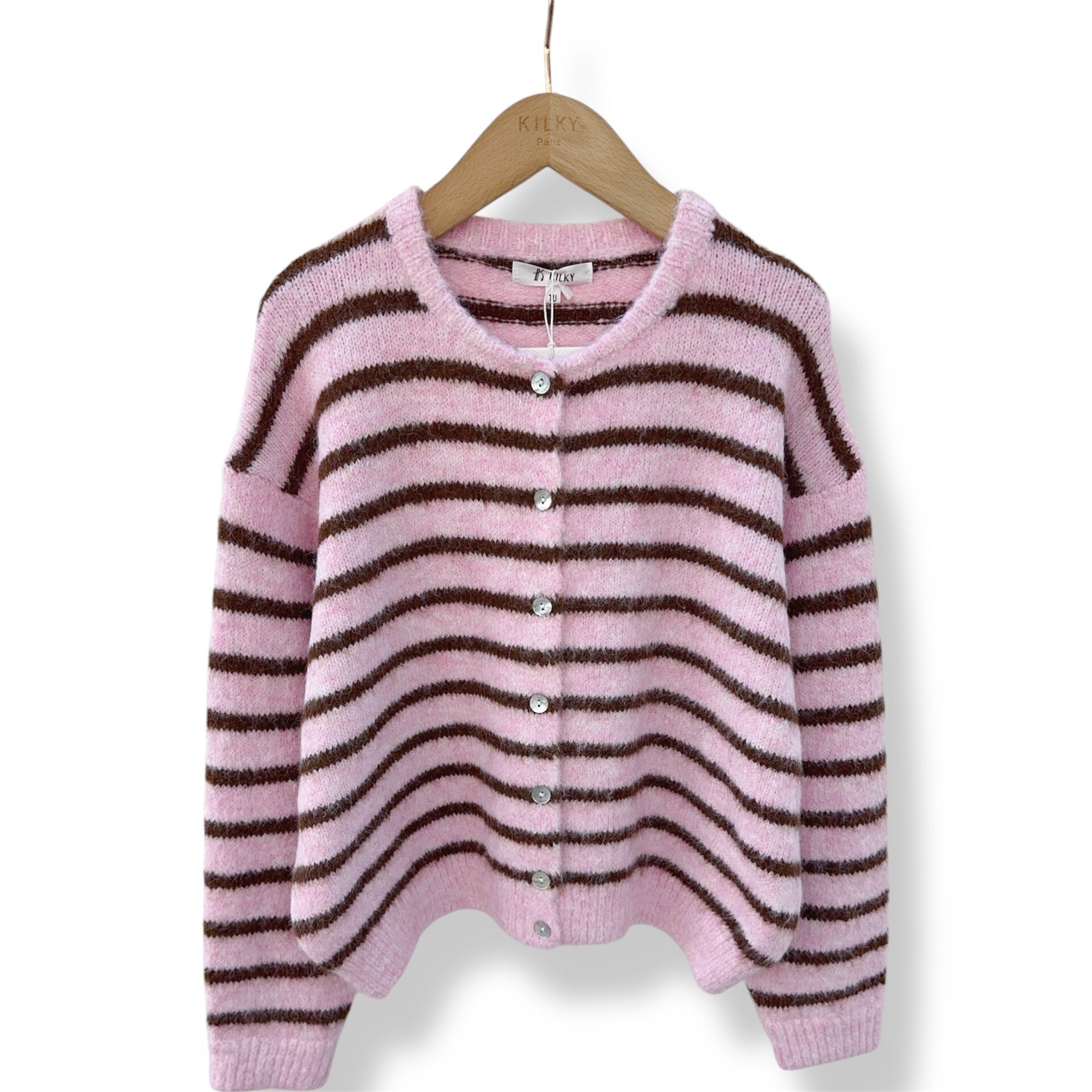 Cardigan gestreept | Roze