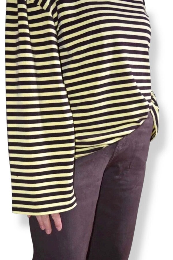 Shirt streep geel/bruin