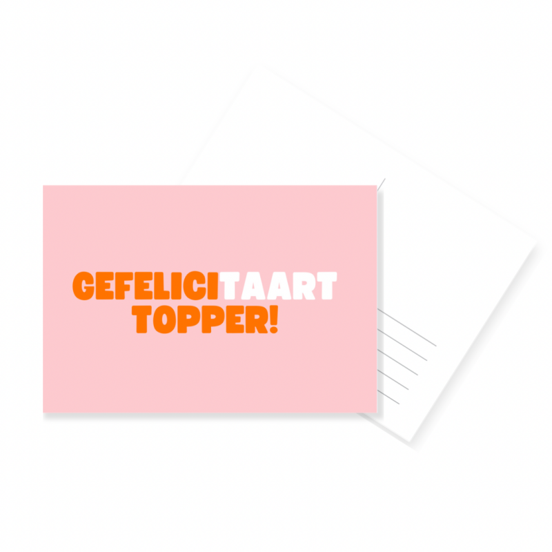 O24. Gefelicitaart topper (lichtroze)
