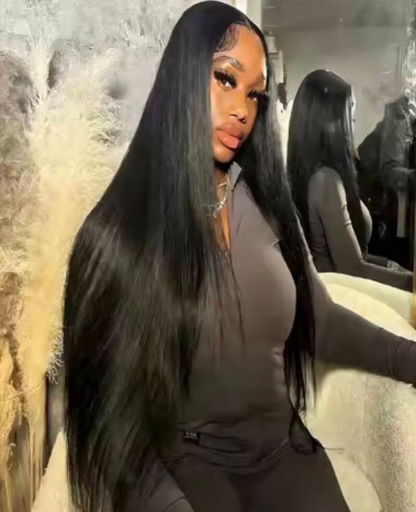Glue lace wig she transparent