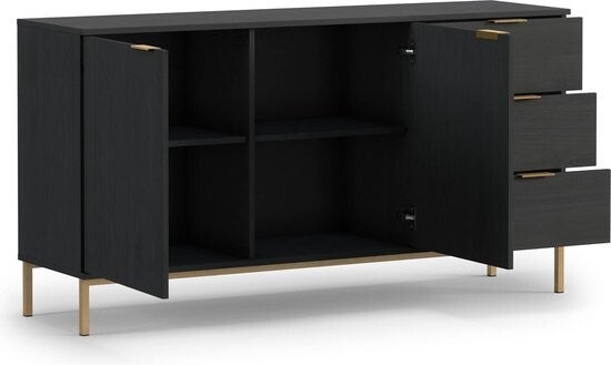 Paula ladekast - Metalen onderstel - Ladekast met planken - Marineblauw - 150 cm