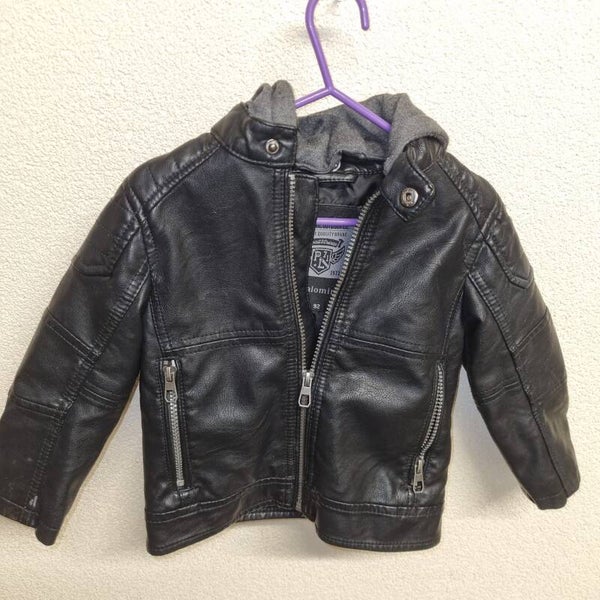 Leren jack met capuchon