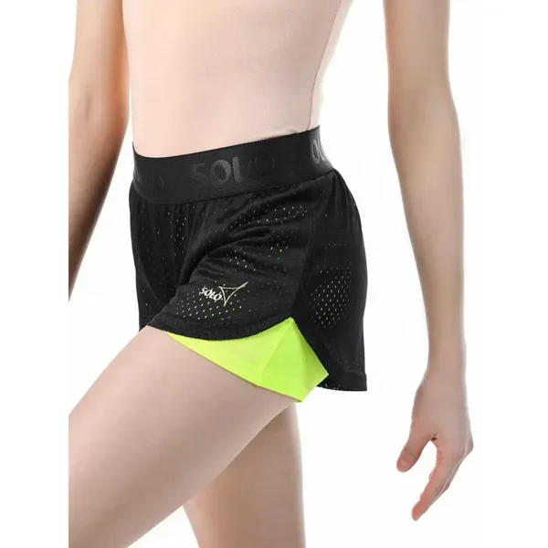 SHORT DOBLE SOLO NEGRO-AMARILLO FLUOR