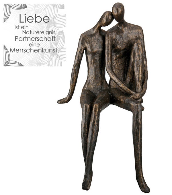 Gilde Couple – Romantisch Liefdespaar op Rand – Bronskleurig Beeld – 35 cm