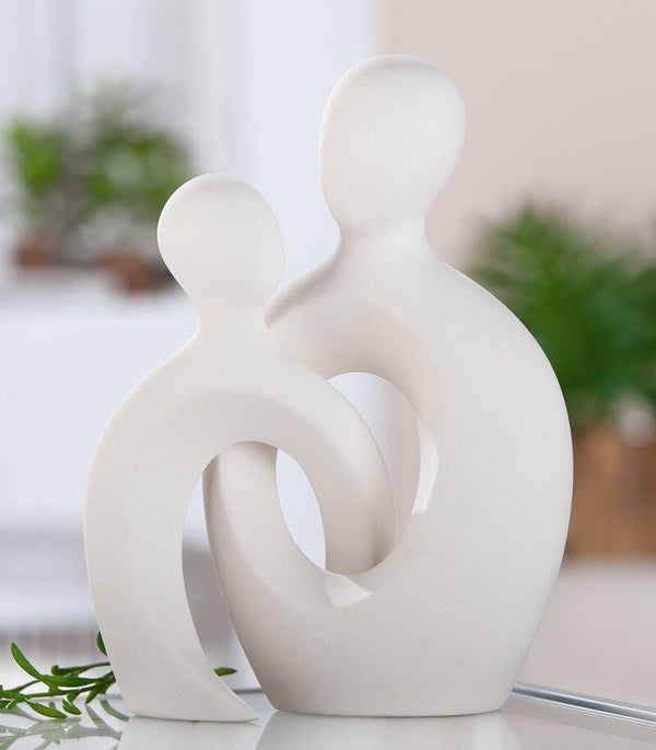 Gilde Intertwined – Set van 2 Verbonden Figuren – Wit Keramiek – 23,5 cm