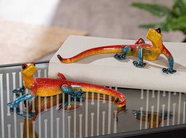 Gilde Emmanuel – Decoratieve Gekko – Geel en Rood – 18 cm