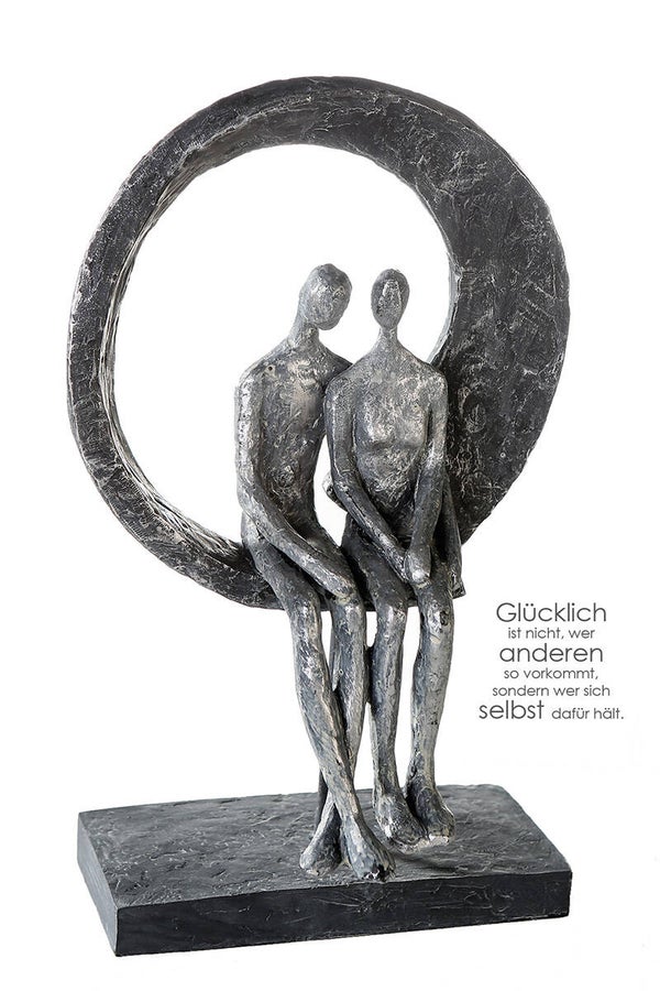 Gilde Love Place – Decoratieve Sculptuur Liefdespaar – Grijs en Zilver – 30 cm