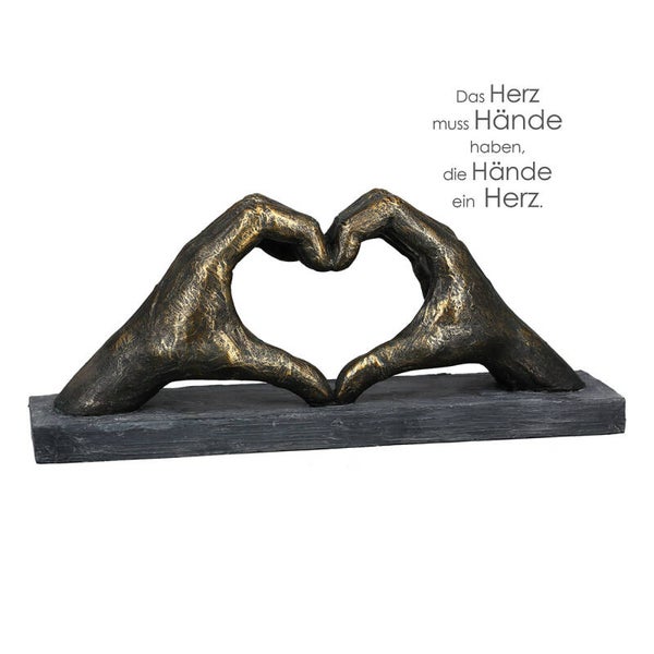 Gilde Herz aus Händen – Sculptuur Handen vormen een Hart – Bronskleurig – 36 cm