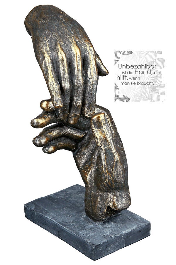 Gilde Two Hands – Sculptuur Twee Helpende Handen – Bronskleurig – 21 cm