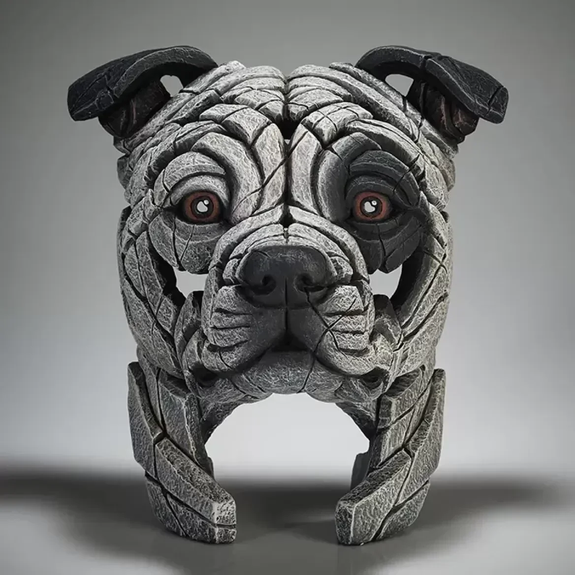 Edge Sculpture Staffordshire Bull Terrier Bust (White Patch)