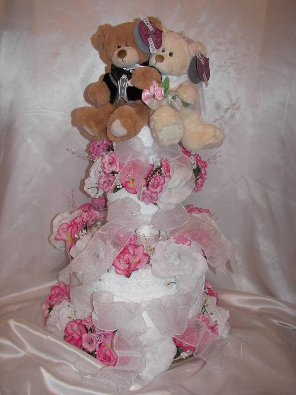 Pink Wedding Towel Cake