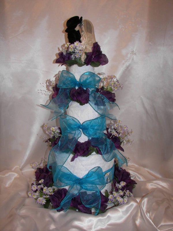 Purple Wedding Towel Cake