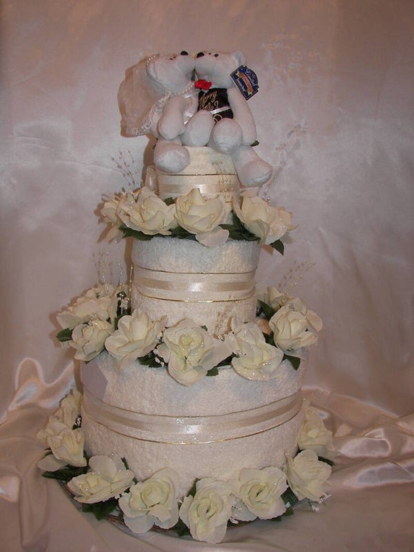 White Wedding Towel Cake