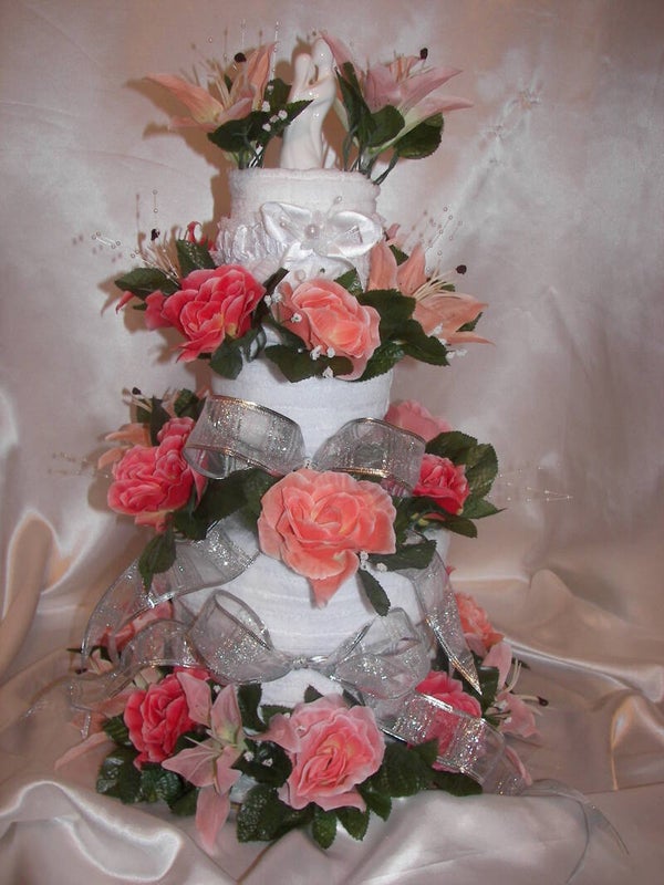 Pink Wedding Towel Cake
