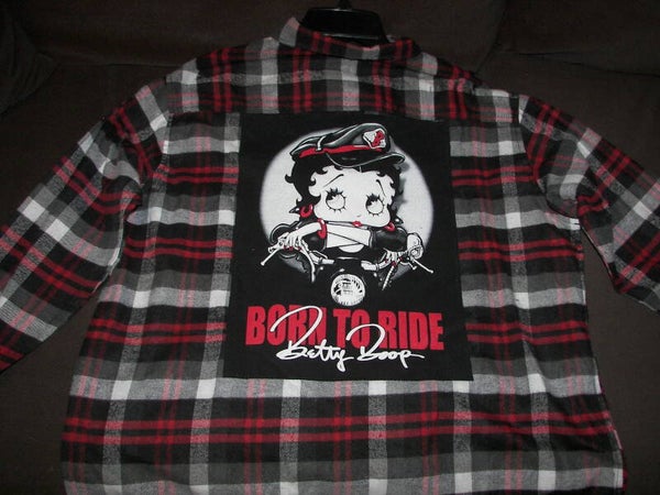 Motorcycle Betty Boop on Flannel