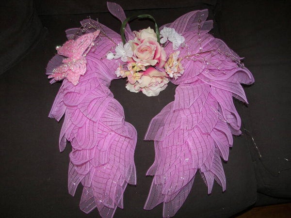 Pink Angel Wings Wreath