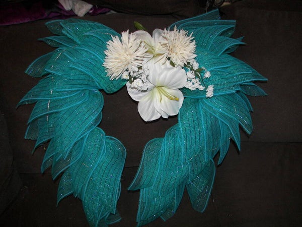 Teal Angel Wings Wreath