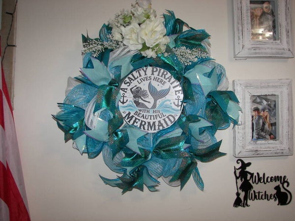 Beautiful Salty Pirates Angel Wreath With Lights