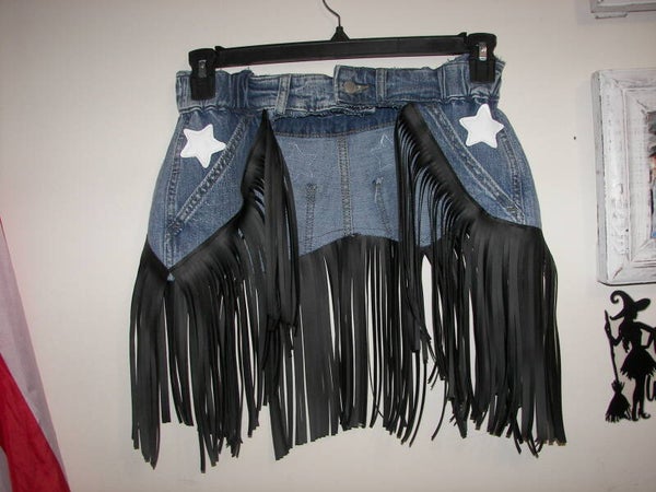 Denim Belt with Fringe