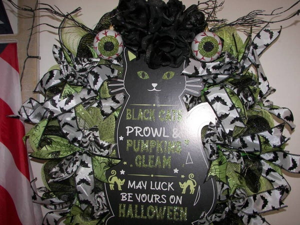 Black Cat Halloween Wreath