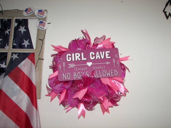 Girl Cave Pink Small Door Wreath