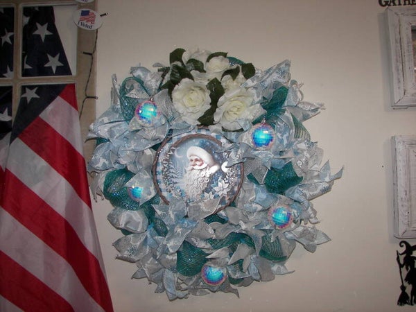 Santa Christmas Wreath with lights