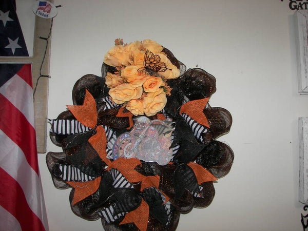 Harley Davidson Wreath with Lights