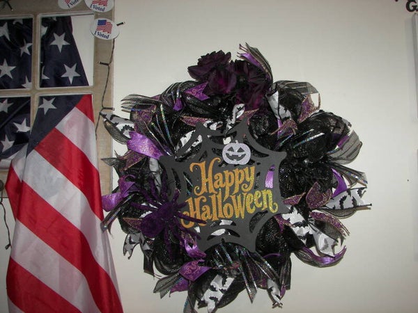 Happy Halloween Wreath with Lights