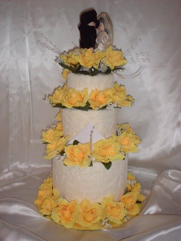 Yellow Wedding Towel Cake