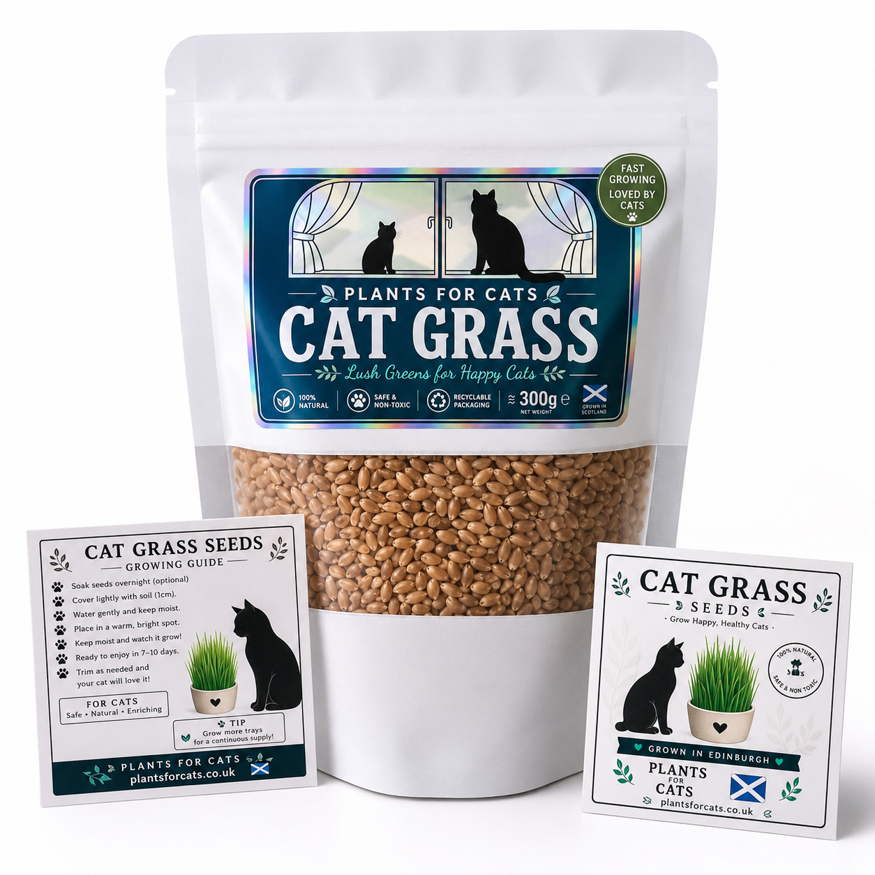 Cat Grass Seeds (Wheatgrass) 300g – Grow Fresh Indoor Grass for Cats – Pet Safe