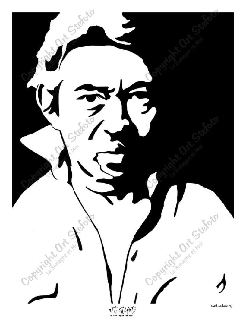 Portrait artistique de Serge Gainsbourg réalisé par Art Stefoto