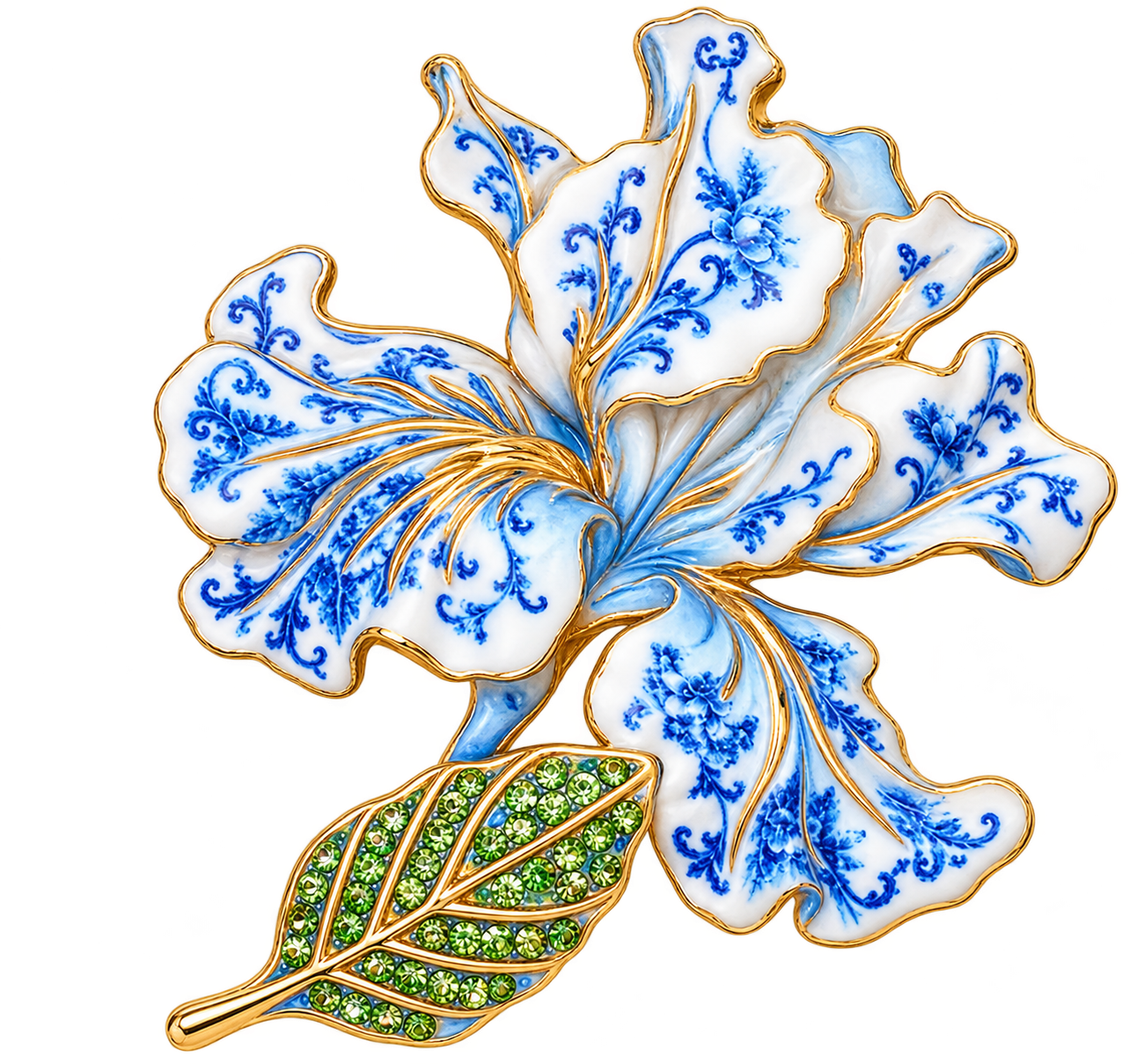 Blauwe Bloem broche