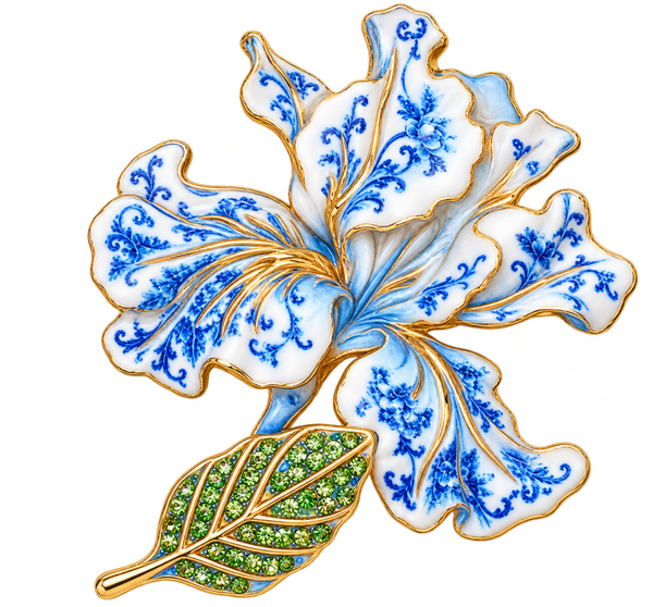 Blauwe Bloem broche