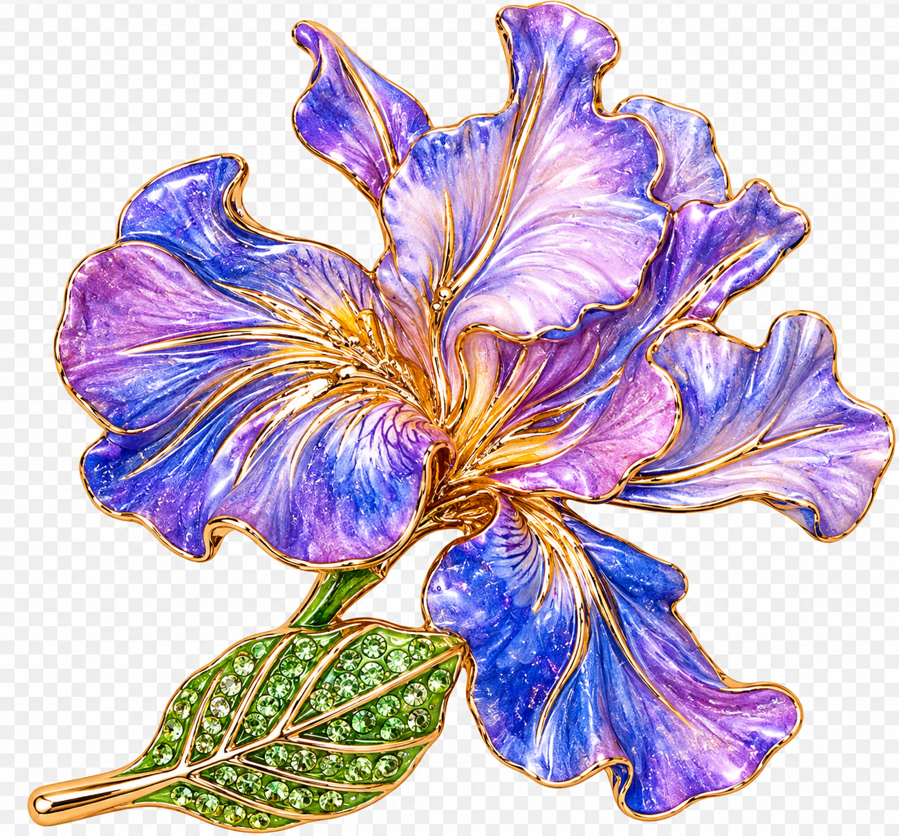 Paarse bloemen broche