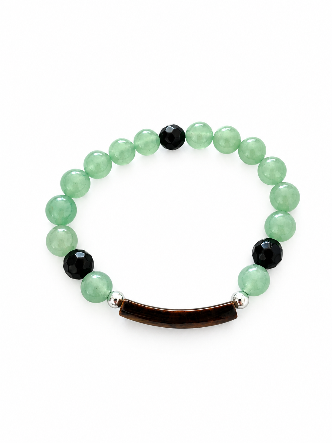 Groene armband met bruine steen