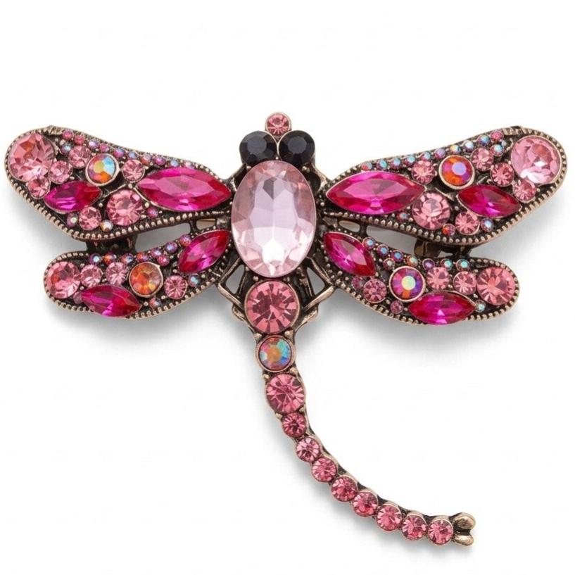 Roze libelle broche